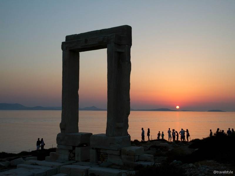sunset at Portara Naxos