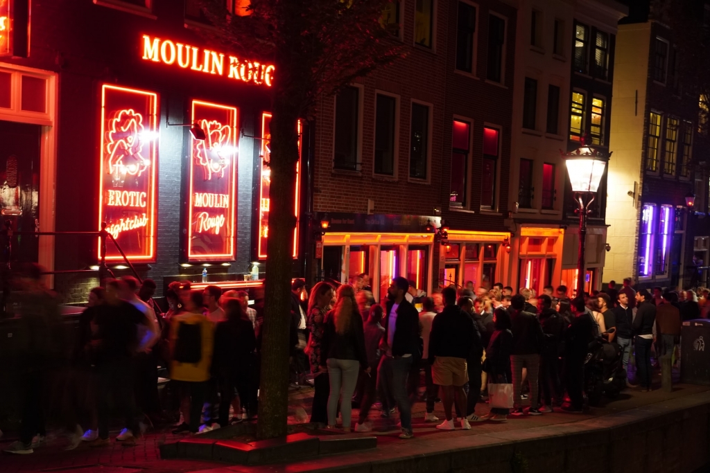 The Red Light district in Amsterdam is always crowded